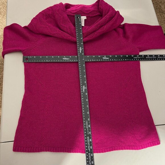 Chicos 2 Sweater Womens Large Pink Chunky Knit Cowl Neck Long Sleeve Wool Blend - Picture 2 of 8